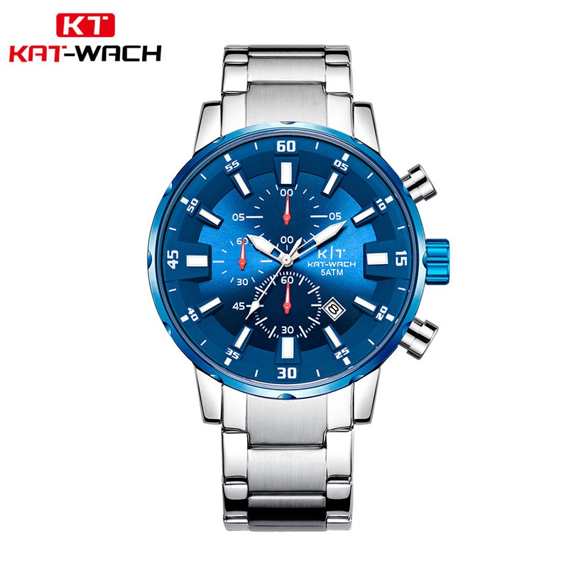 KAT-WACH KT3101 Jam Tangan Pria Analog Tali Stainless Luminous WATCHKITE WKOS