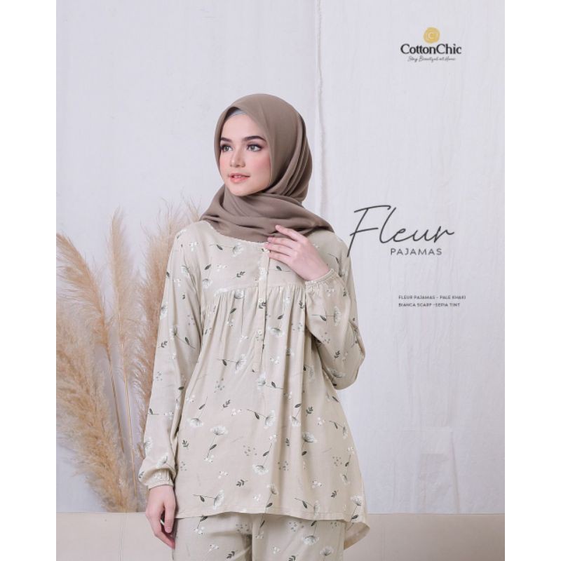 Cotton chic pajamas motif bunga fleur pajamas