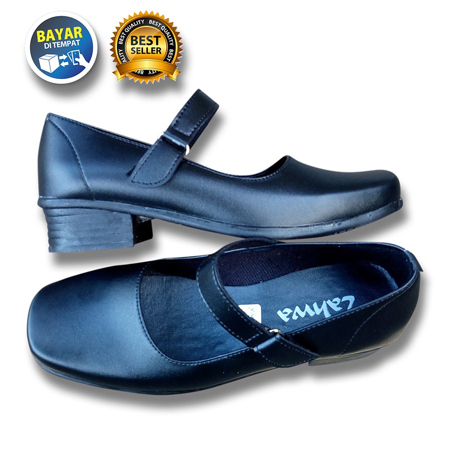 PROMO 4.4 MEGA SALE !! SEPATU PASKIBRA CEWEK SEKOLAH HITAM POLOS LED / SAKIPO