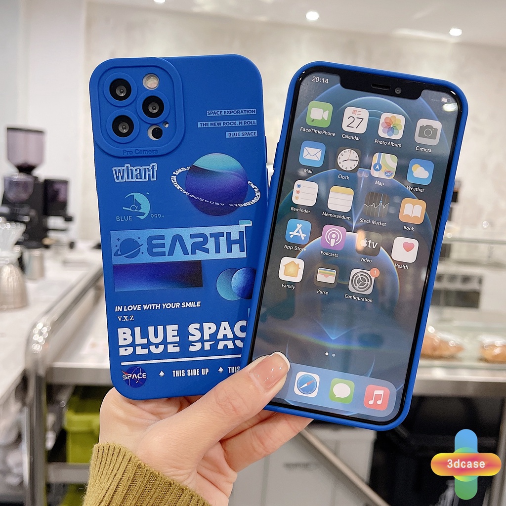 Casing Soft Case Compatible For IPhone 13 12 11 PRO MAX 6 7 6S 8 Plus X XR XS MAX Se 2020 6SPlus 7Plus 6Plus 8Plus XSMAX Klein Blue Space Angel Eyes Camera Lens Protection Case