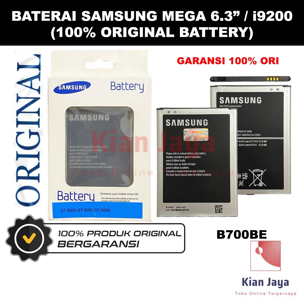 [Garansi 100% Ori] Baterai Samsung Galaxy Mega 6.3 inch / i9200 / B700BE Batre Battery Hp Original