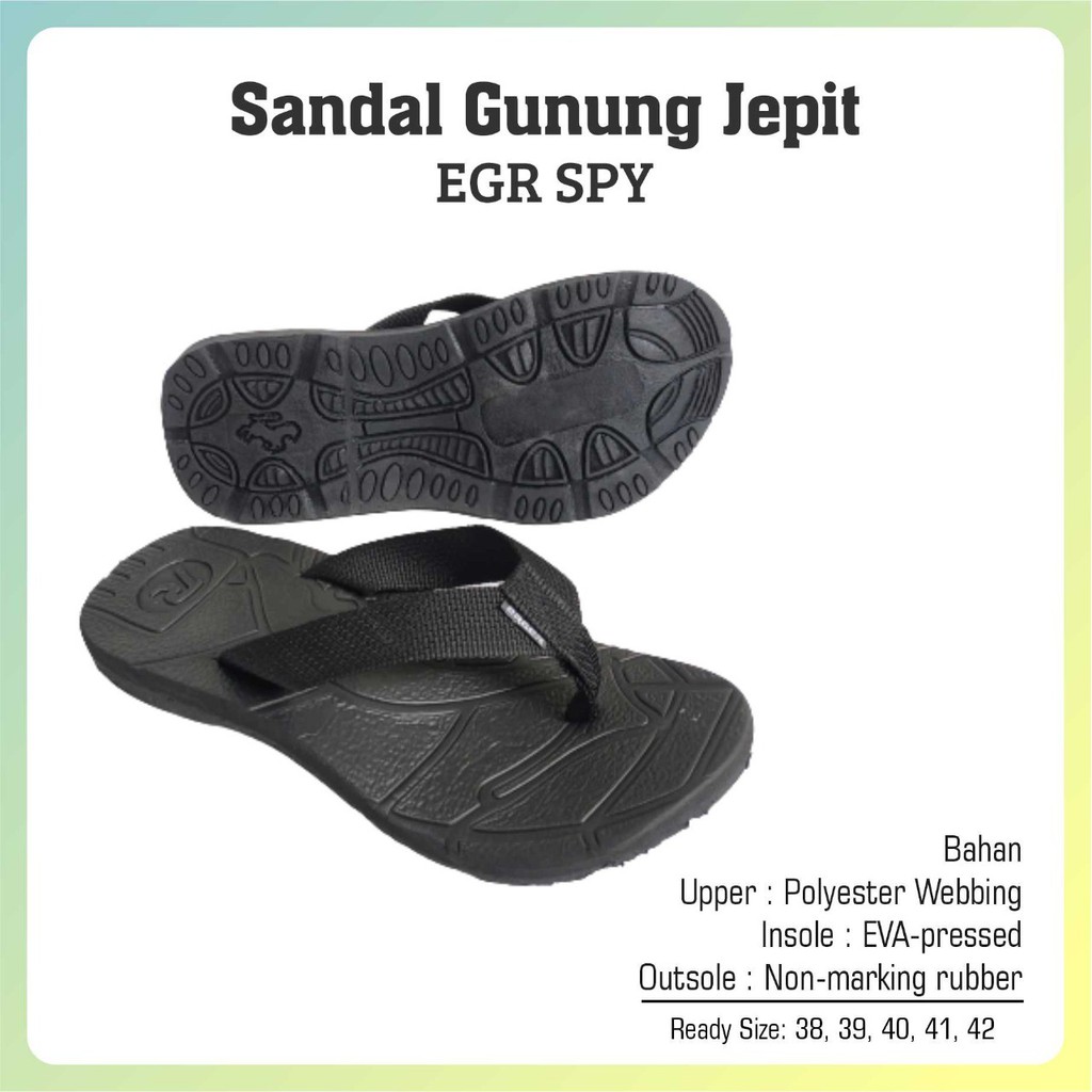 Sandal gunung jepit warna hitam bahan karet sandal hiking gunung