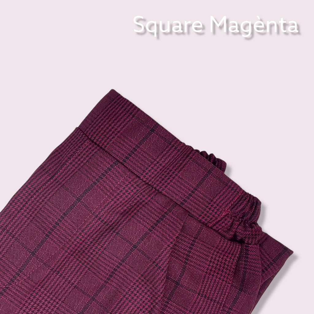 [CYC | COD] REALPICT | Bawahan Tartan Pants Square Maroon | Micro Wool Celana Kotak-kotak Baggy Wanita Trendy Murah