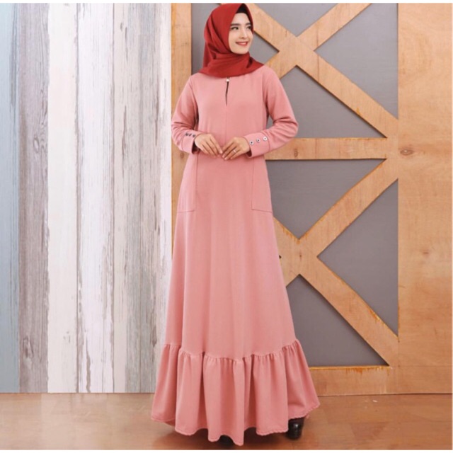 SHAKILA Maxy - Gamis Polos Wafle Milano Busui saku / 091-4829