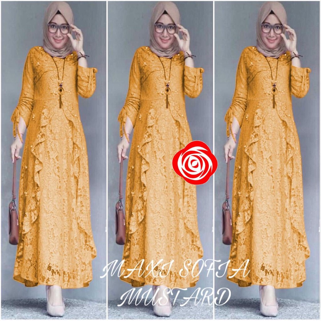 Gamis Maxi Sofia / Brukat Tulang / Full Brukat / Best Seller / Size S/M, L, XL ,XXL / Good Quality