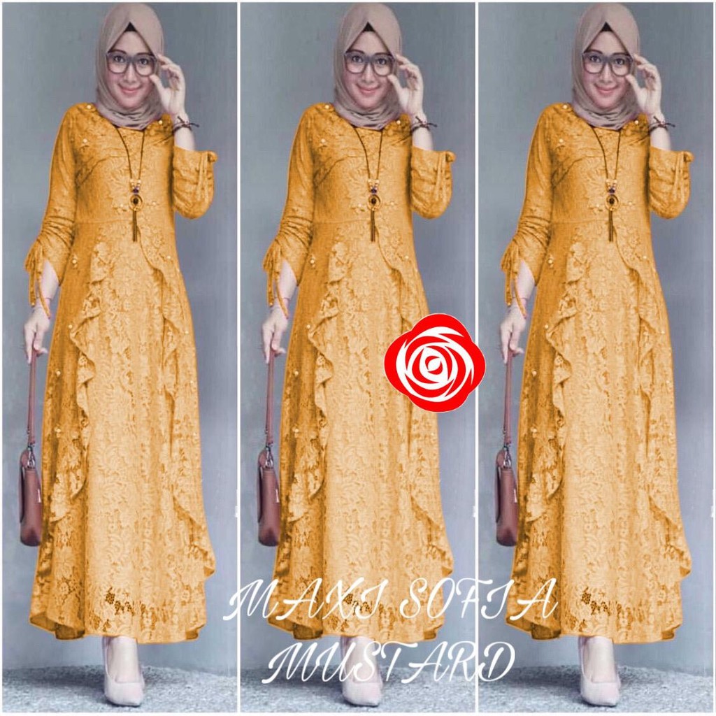 Gamis Maxi Sofia / Brukat Tulang / Full Brukat / Best Seller / Size S/M, L, XL ,XXL / Good Quality