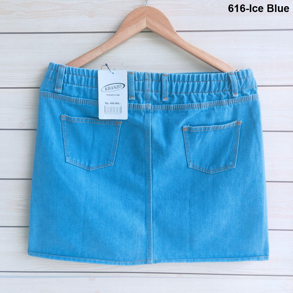 Dazina Rok Pendek Jeans Button Wanita - Light Blue