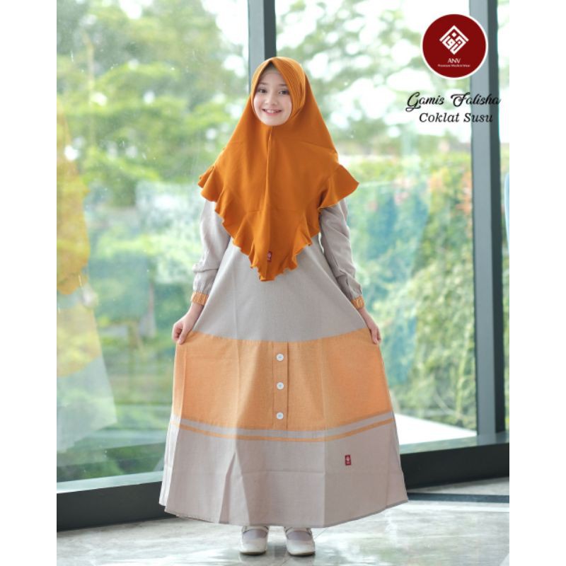 gamis falisha size teen by anv, gamis couple anak size remaja