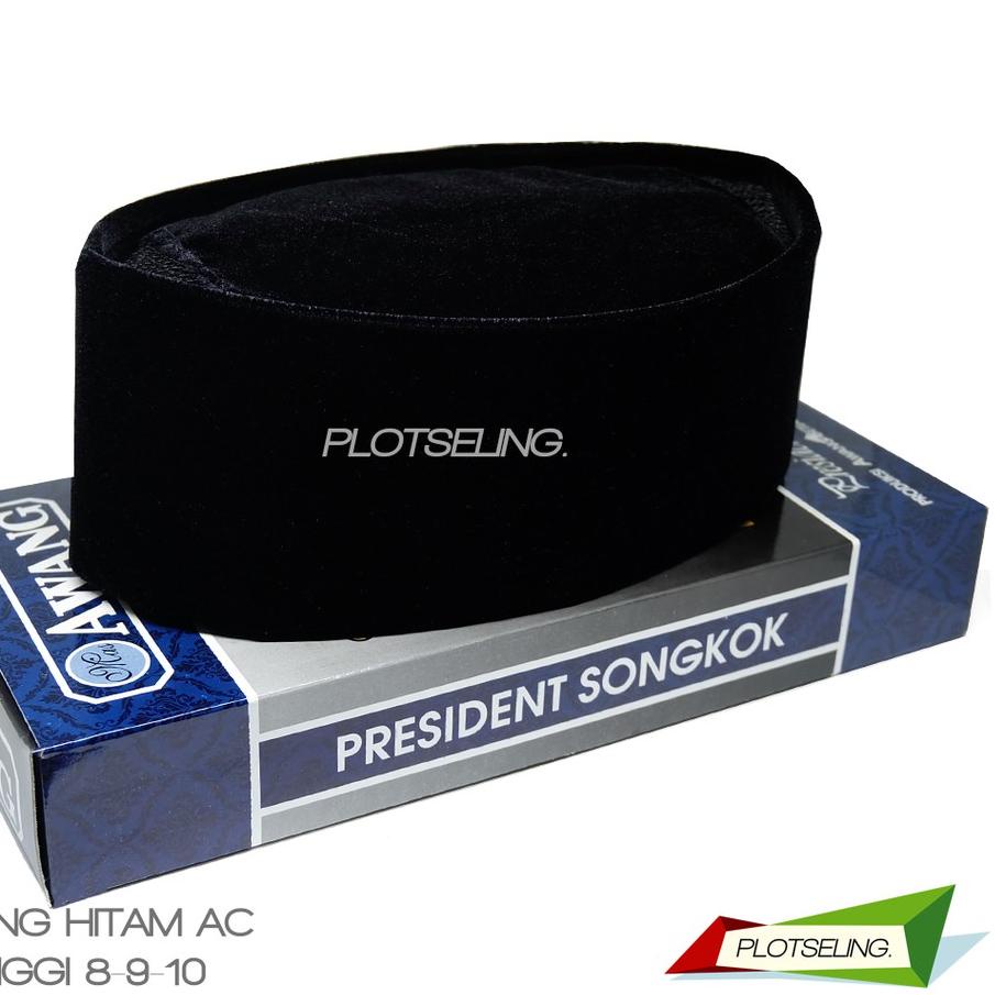 ➪ Songkok Hitam Polos AWANG AC, Peci Kopiah Hitam Polos Tinggi 8 9 10 Anak dan Dewasa Nomor 3-11 ◘
