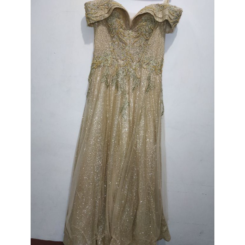 GAUN PARTY DRESS GOLD SABRINA PREMIUM IMPORT