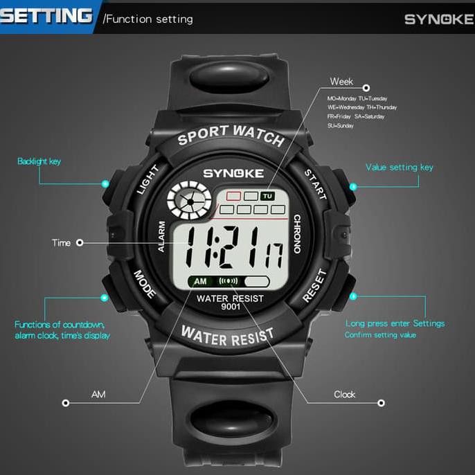 Promo  Termurah  Jam Tangan Digital Anak Pria Cowok Cewek SYNOKE Vs SKMEI CASIO - Hitam