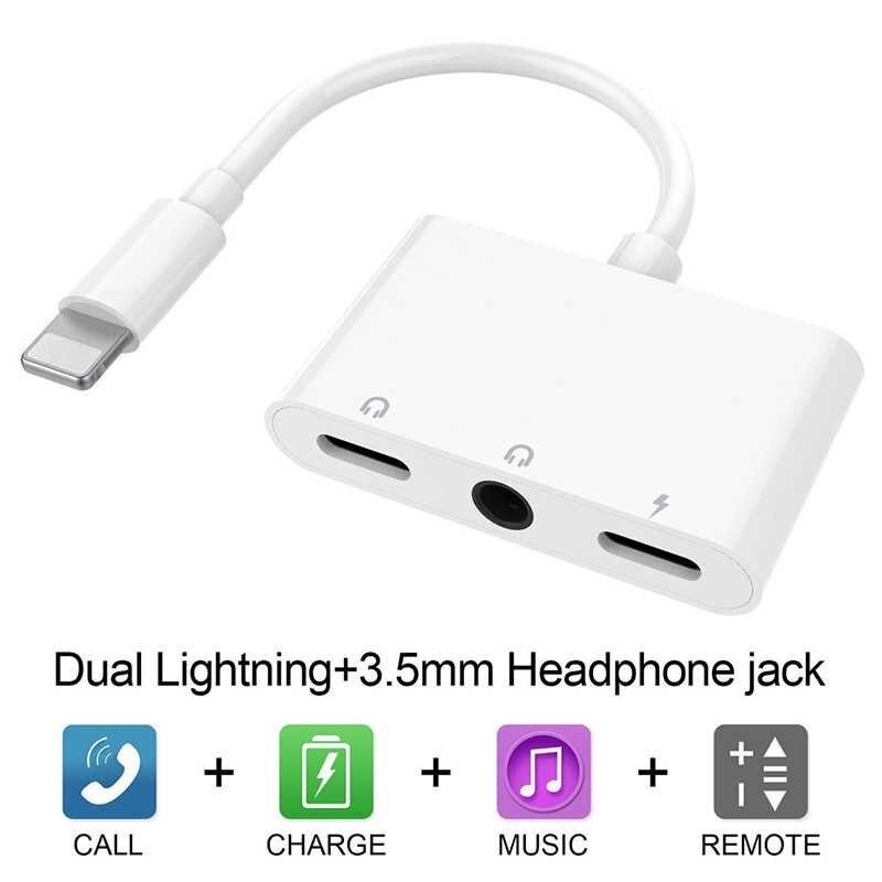 KABEL AUX 3IN1 VIBOX FOR EARPHONE HEADPHONE HANDSFREE COMPATIBLE CHARGING MUSIC JACK AUX 3.5MM LIGHTNING