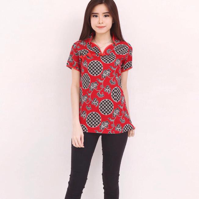 Baju Blouse Wanita Batik Imlek Cheongsam Chinese Shirt 1551