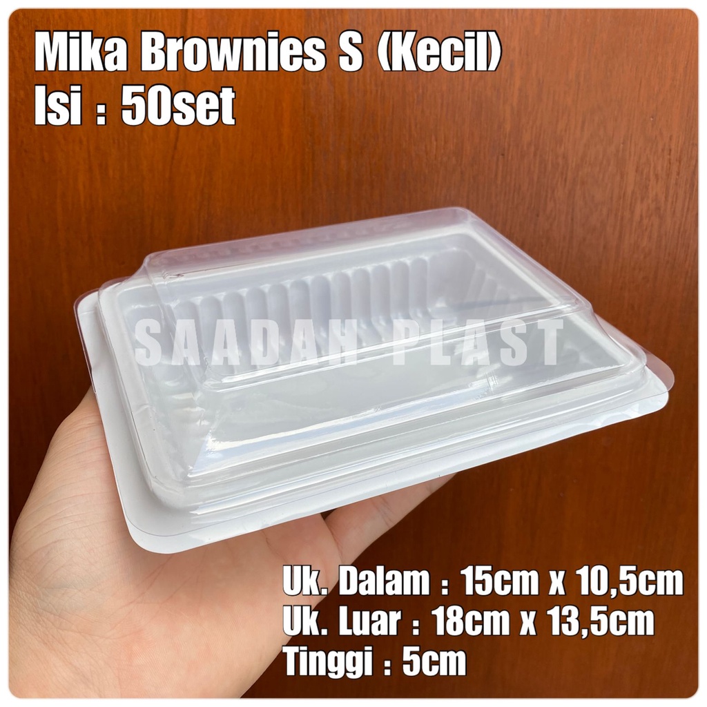 Mika Brownies S Kecil @50SET / Tray Bento Kotak Bronis Kue Bolu Coklat - Putih - Pink