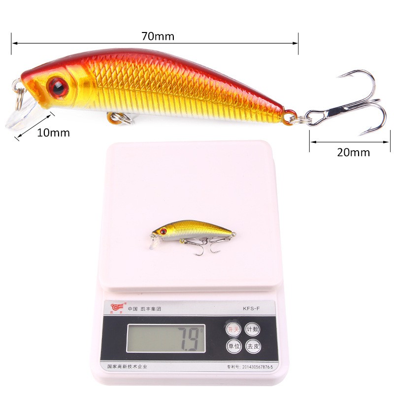 New 10Pcs 7cm/7.6g Minnow Umpan Pancing Swimbait Fishing Lure Ikan Bass Floating Bait Kail