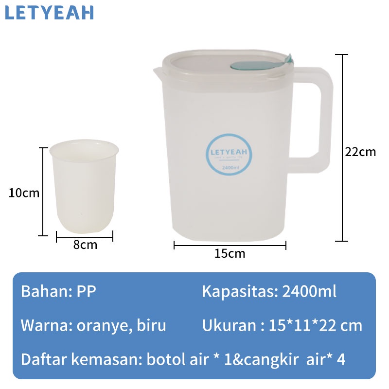 letyeah Water jug plastik 5 in 1/Teko Air Teh 2400ml