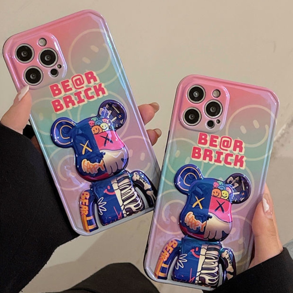 3D Beberapa Warna Pola Beruang Kecil Casing Ponsel iPhone 12 13 11 Pro Max X Xs Max Xr Jpbl