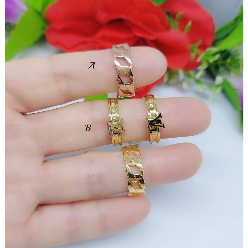 Cincin bulat polos perhiasan titanium A,B