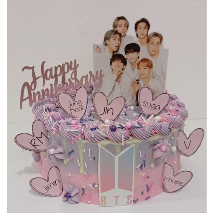 Love Bts Kpop Topper Cake Birthday / Hiasan Kue Ulang Tahun