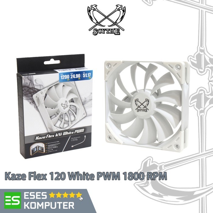 Fan Scythe Kaze Flex 120 White PWM 1800 RPM - KazeFlex 120 12CM 120mm