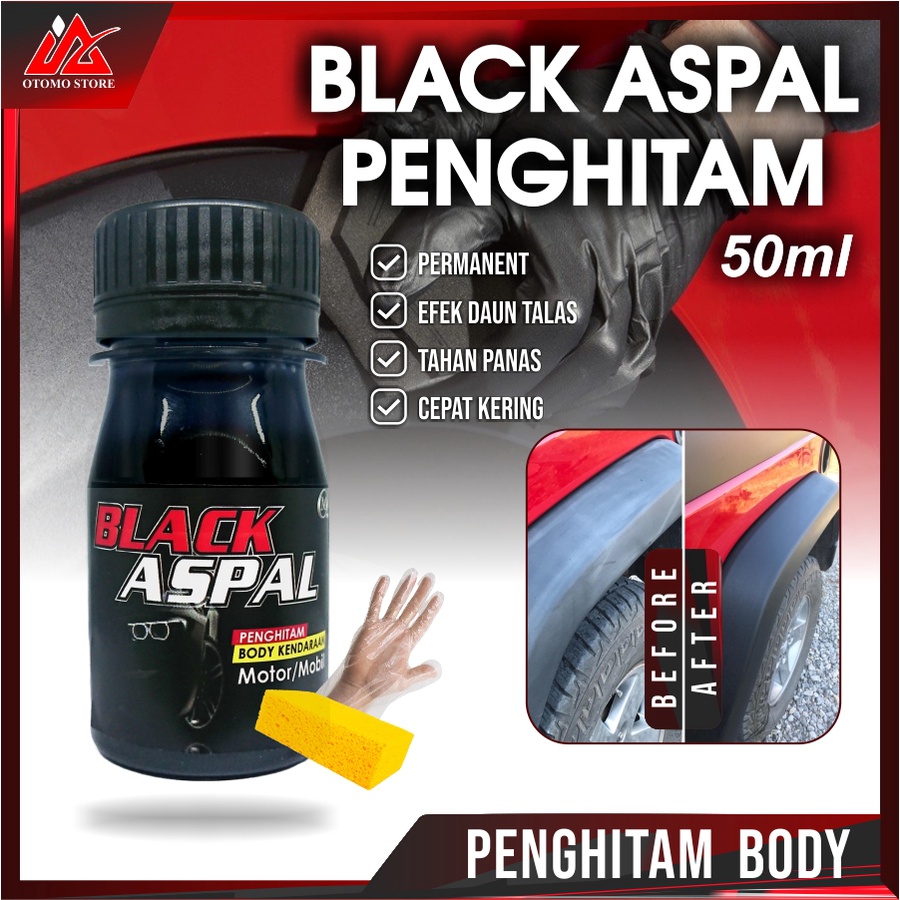 BLACK ASPAL Penghitam Body Motor Mobil Permanen Bonus Busa dan Sarung Tangan