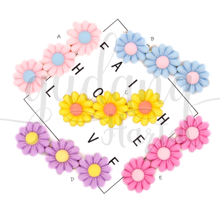 Jepit Rambut Summer Flowers Hairclip Motif Bunga Warna GH 213319