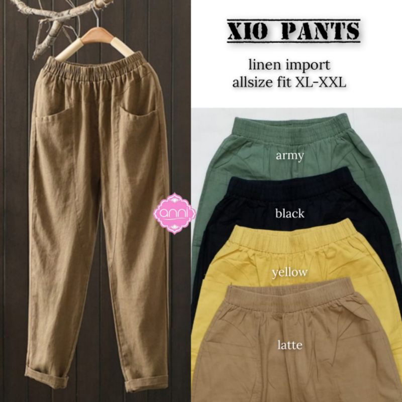 CELANA PANJANG WANITA LINEN / LINEN PANTS / BAGGY LINEN / XIO PANTS / KATUN RAMI / XOXO PANTS