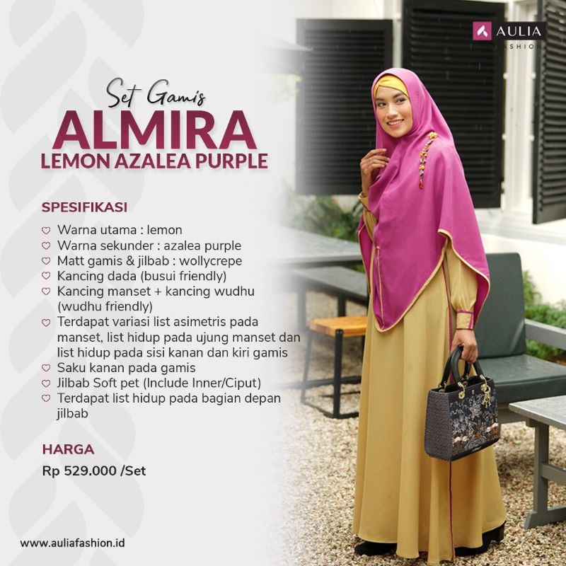 Set Gamis Aulia Fashion ALMIRA LEMON AZALEA PURPLE