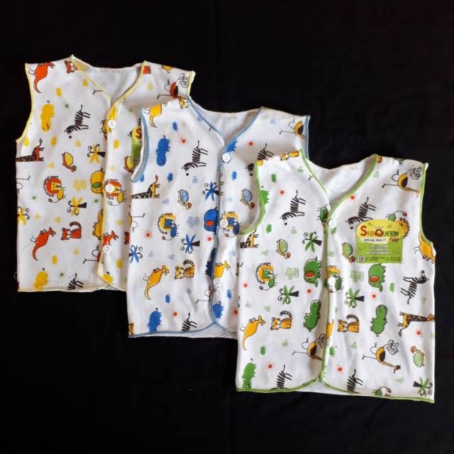 SNI 3 pcs Atasan Kutung MOTIF Newborn Katun Kaos Baju Bayi Lengan Buntung