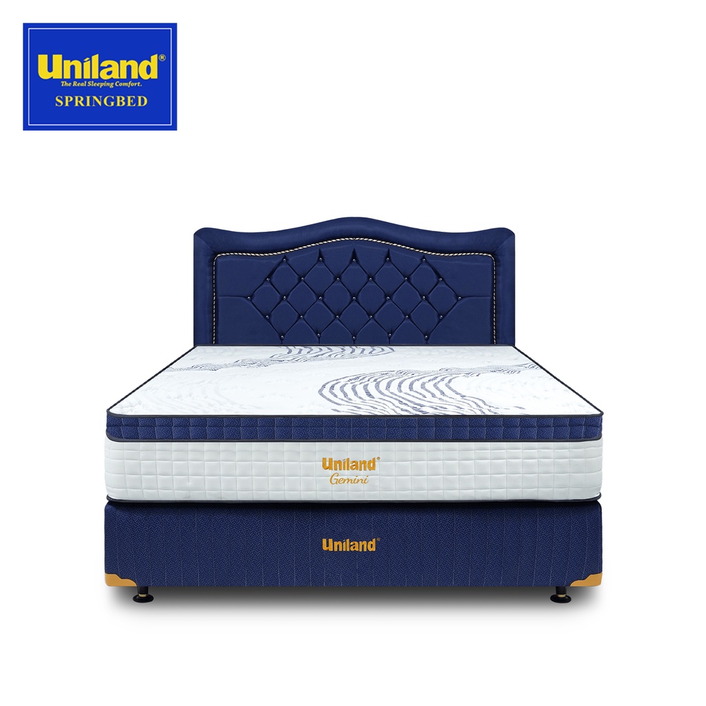 Uniland Springbed Gemini Plushtop Navy - Kasur Spring Bed Fullset