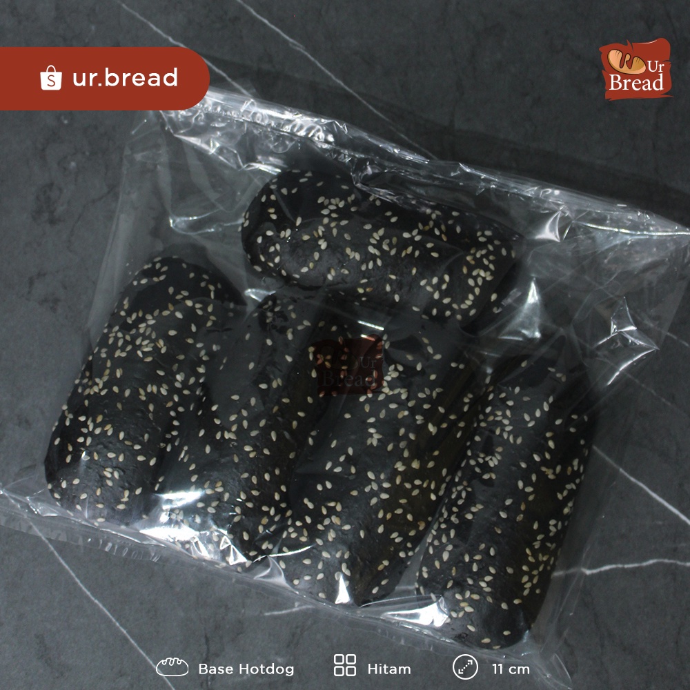 Roti Hotdog Warna Hitam 11cm isi 5 | Base Hotdog (Long Burger) 11cm