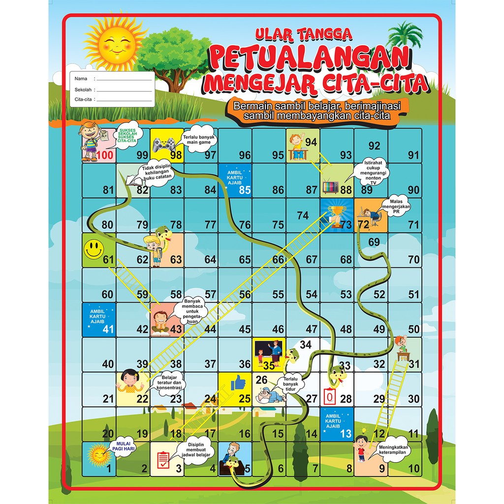 PERMAINAN ULAR TANGGA PETUALANGAN MENGEJAR CITA CITA ECOSYSTEM KIDS Shopee Indonesia PERMAINAN ULAR TANGGA PETUALANGAN MENGEJAR CITA CITA ECOSYSTEM KIDS Shopee Indonesia