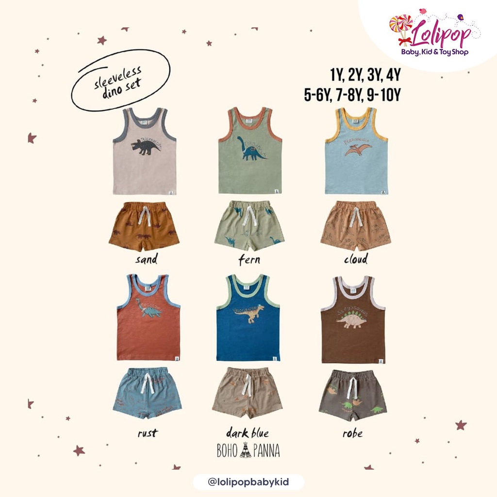 BOHOPANNA - SLEEVELESS DINO SET - Setelan Anak