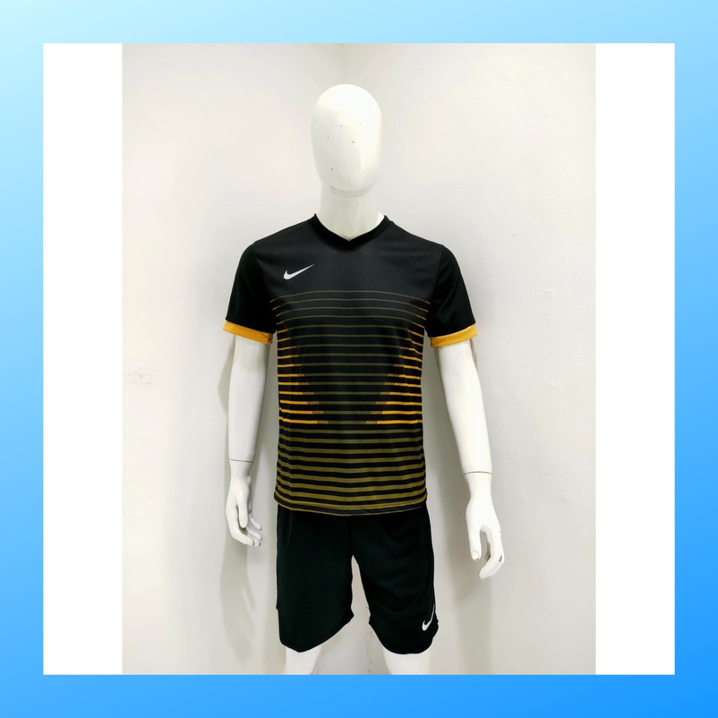 jersey futsal pria kaos sepak bola baju dan celana setelan wanita dewasa t-shirt outfit seragam jarsey kostum olahraga pakaian apparel print sport jersy soccer casual jersi suit NK158 hitam