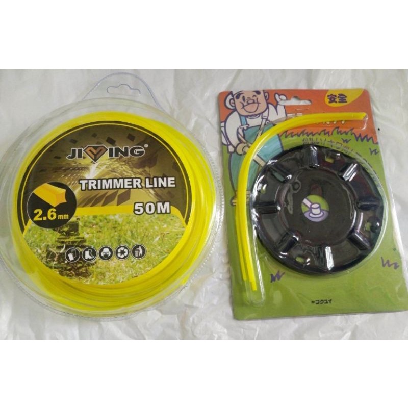 paket trimmer line tali senar 2.6mm 50 mtr + plat senar potong rumput