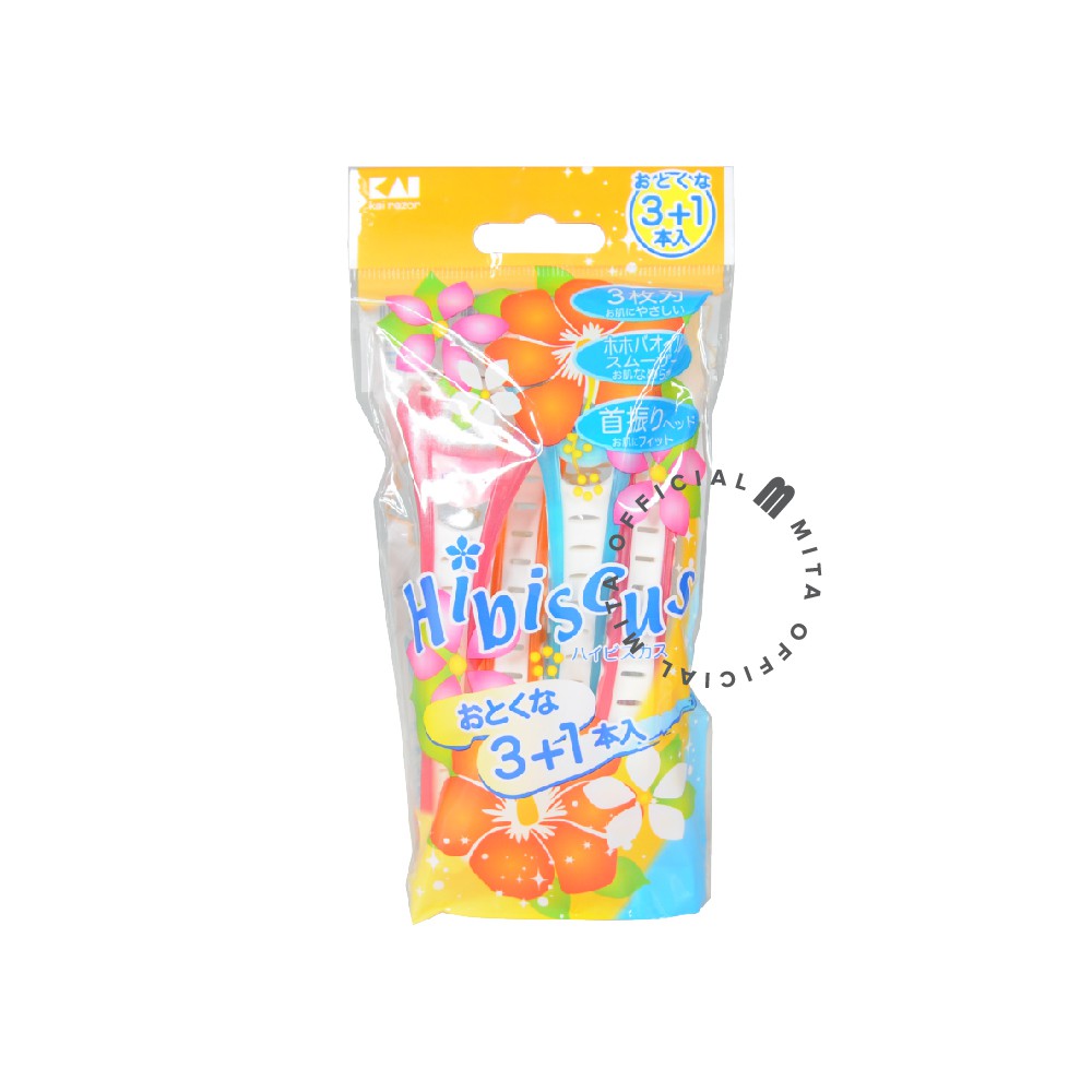 [MADE IN JAPAN] MITA KAI HIBISCUS BODY FACIAL RAZOR/ Cukuran Bulu Badan Isi 3/ TRN34PHB1