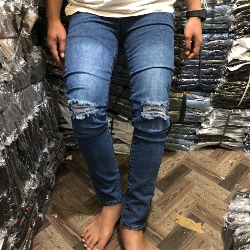 COD Celana jeans panjang robek celana pria street sobek