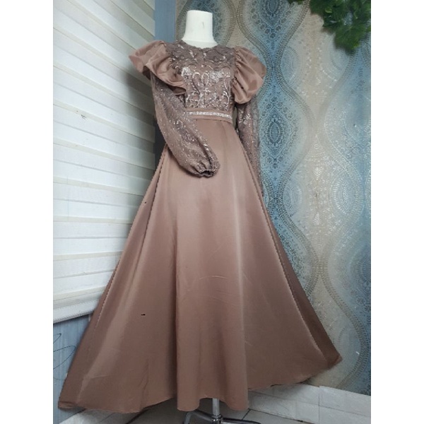 GAMIS BRUKAT PESTA KEKINIAN GAUN WISUDA GAUN BRIDESMAID BAJU KEBAYA BRUKAT MODERN