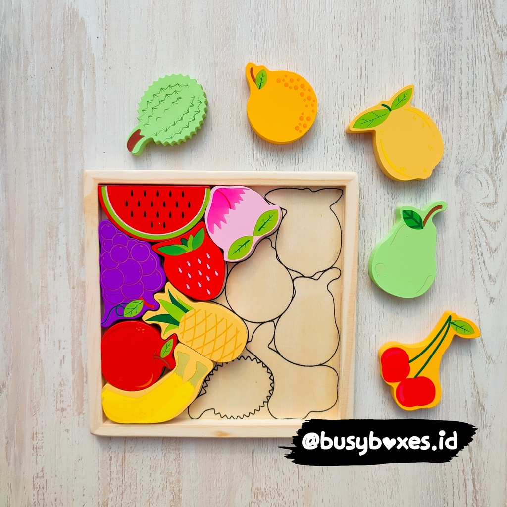 [busyboxes.id] Mainan Edukasi Puzzle 3d Wodden Toys buah-buahan