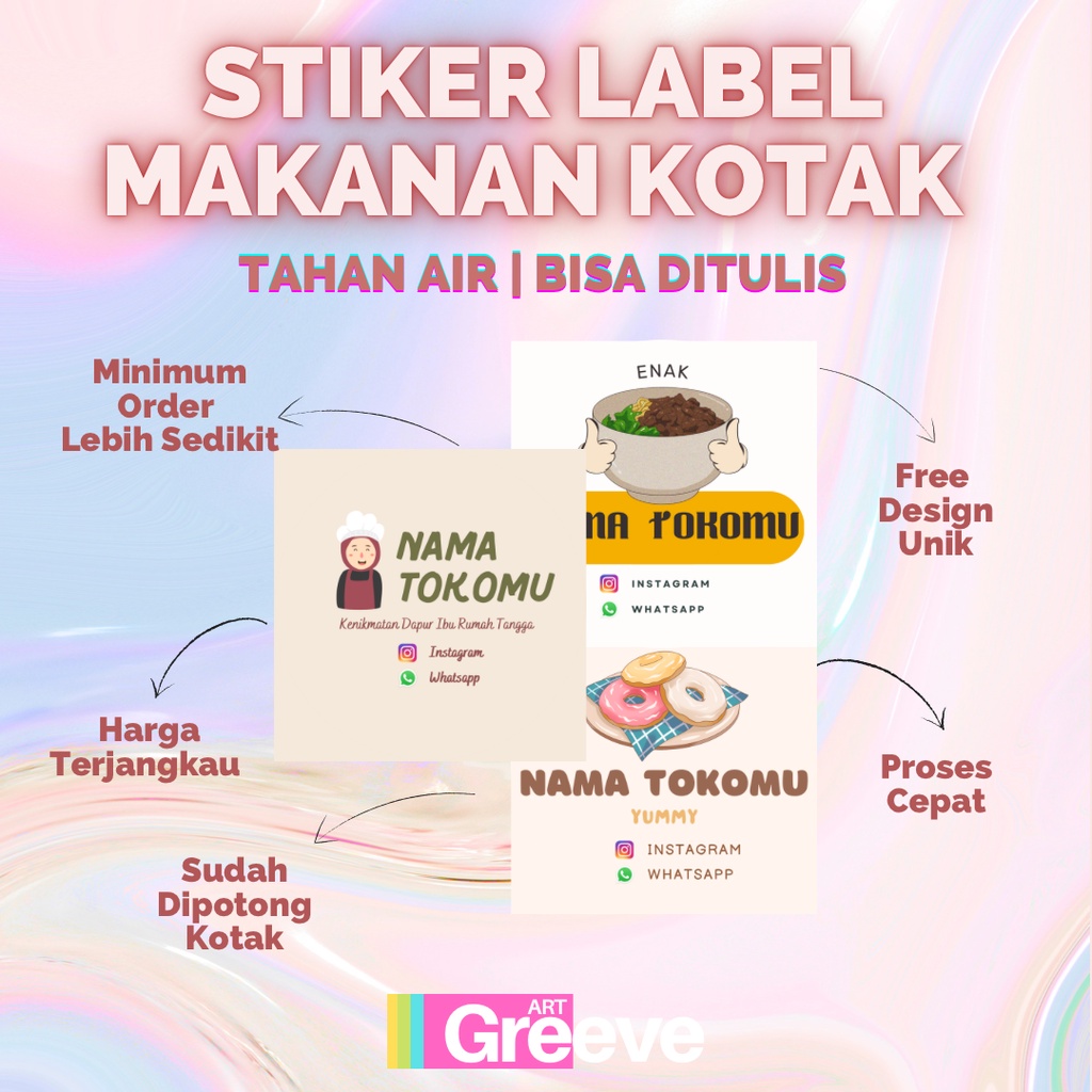 CETAK STIKER LABEL KOTAK CUSTOM GAMBAR LOGO LABEL NAMA LABEL MAKANAN STIKER MAKANAN TOPLES KEMASAN B