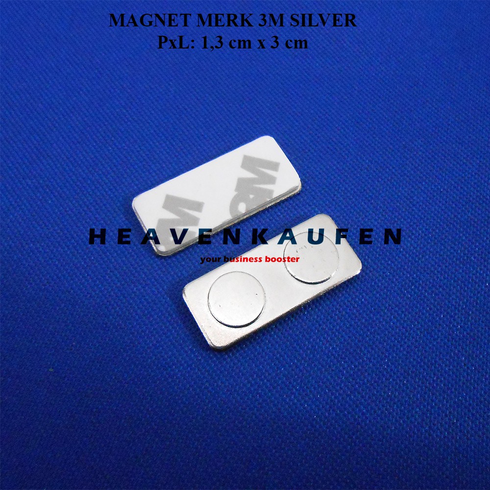 Magnet Papan Nama / Name Tag Tas Craft Merk 3M Silver 3 cm x 1,3 cm