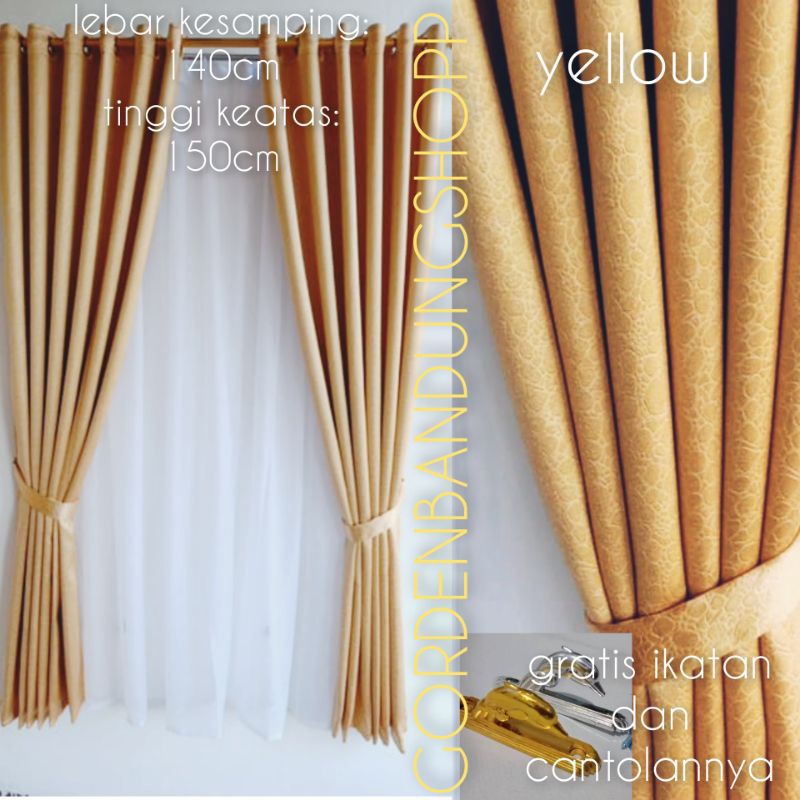 Gorden Polos Blackout Embos Untuk Jendela Dan Pintu  Model Minimalis Smokring 6 Warna Gold Coklat Ab