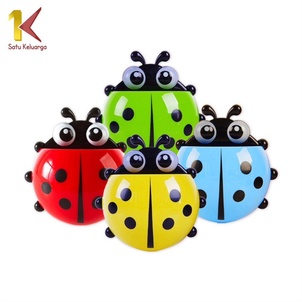 Satu Keluarga Tempat Sikat Gigi Odol C146 Pasta Gigi Bentuk Kumbang Tempel Ladybug Toothbrush Holder