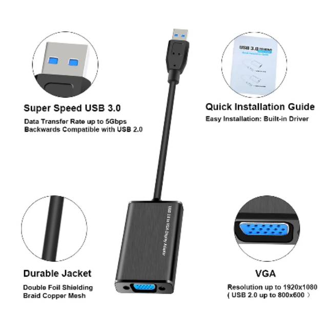 USB 3.0 TO VGA DISPLAY ADAPTER GLINK