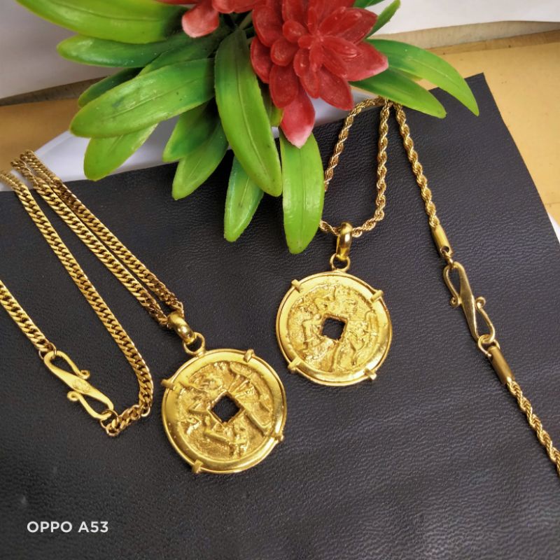 Kalung dan liontin pis bolong gambar arjuna