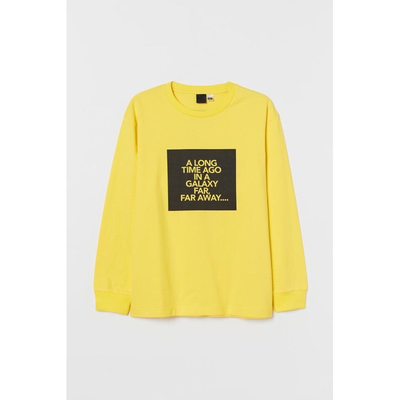 Crewneck H&M Starwars Yellow Printed Original - Crewneck H&M Starwars Yellow Printed Original