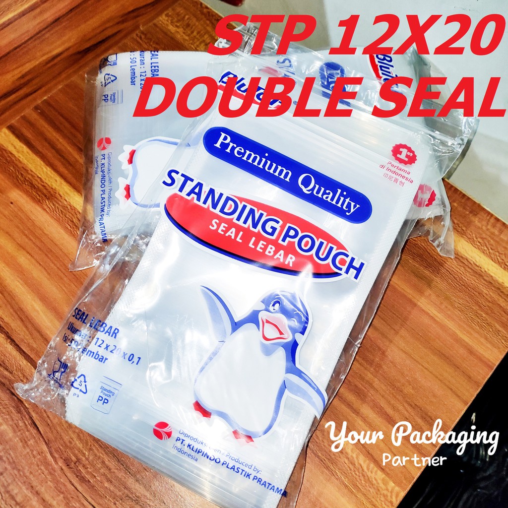 STANDING POUCH STP 12x20 DOUBLE SEAL ISI 50 PCS BY KLIPINDO PLASTIK