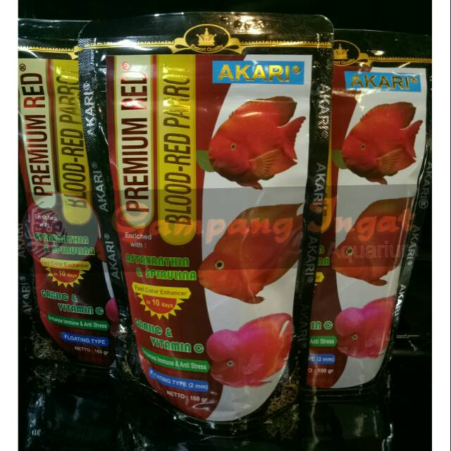 Akari premium red blood-red parrot/makanan parrot/pakan pelet ikan parrot
