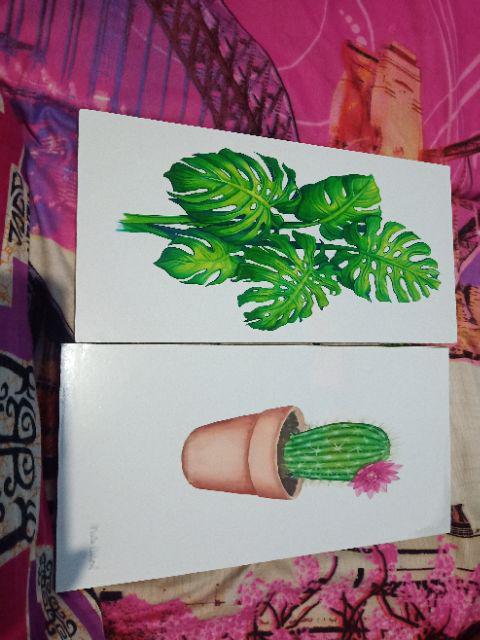 Hiasan Dinding Dekorasi Rumah Poster Kayu Bunga Abstrak Tanaman Vintage