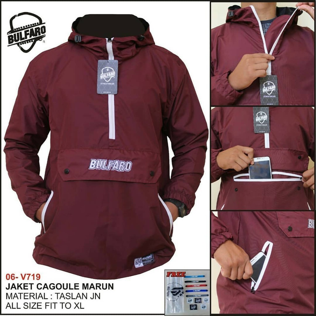 Promo Jaket Cagoule Pria Waterproof BULFARO Original / Jaket Hoodie Windbreaker / jaket doraemon